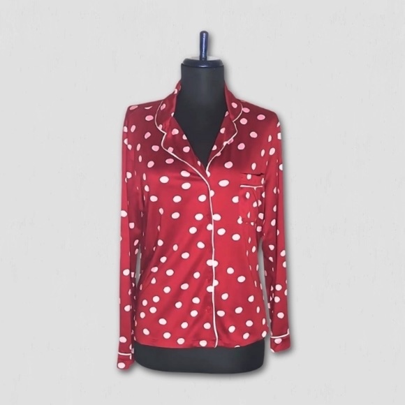 kate spade Other - Kate Spade Polka Dot Pajama Top Button-down Pocket Front Red/White sz S